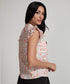 Sleeve Detailed High Neck Printed Top
